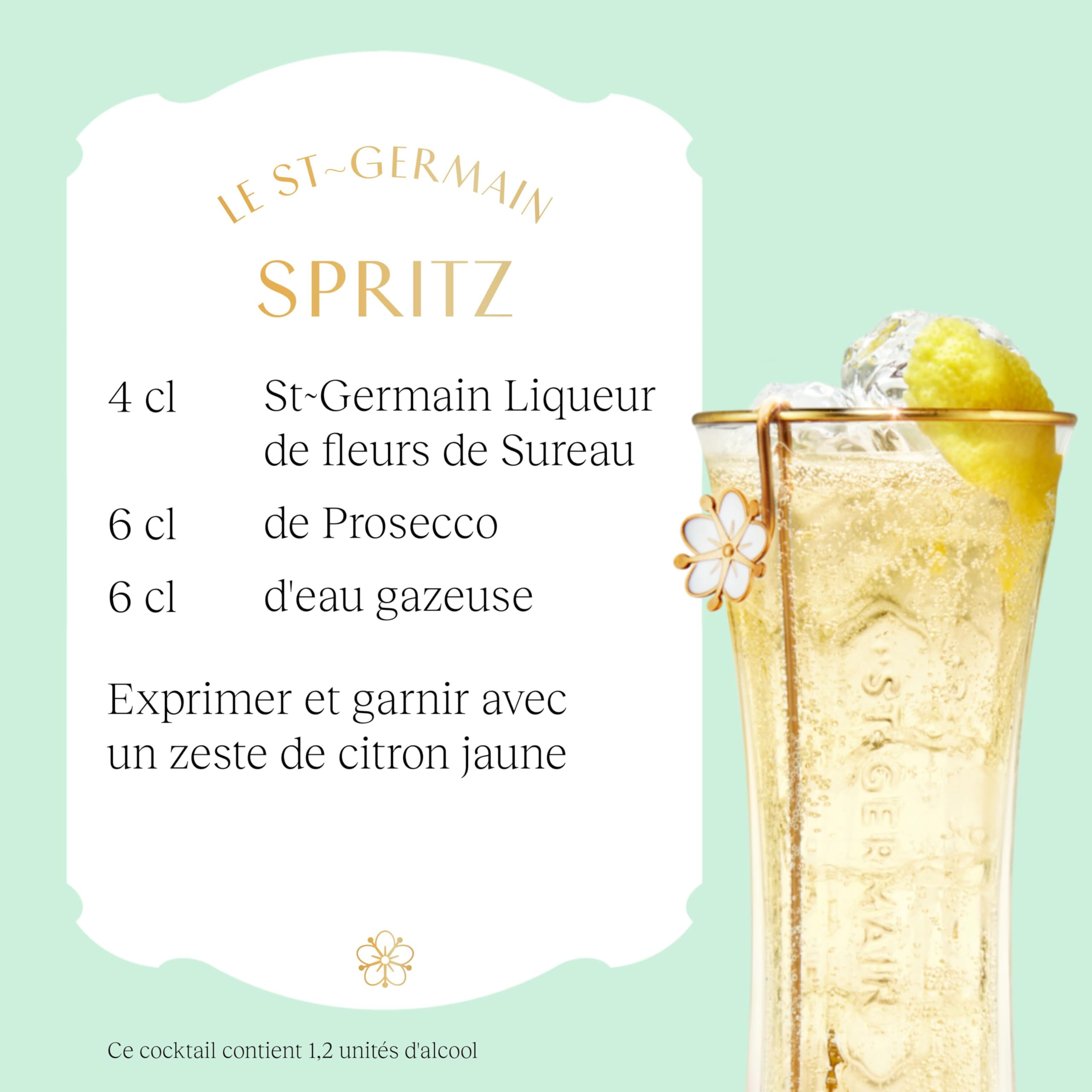 St-Germain Liqueur Française élaborée aux fleurs de sureau, 20 % vol., 50 cl/500 ml, fraîchement cueillies à la main, sans arômes artificiels