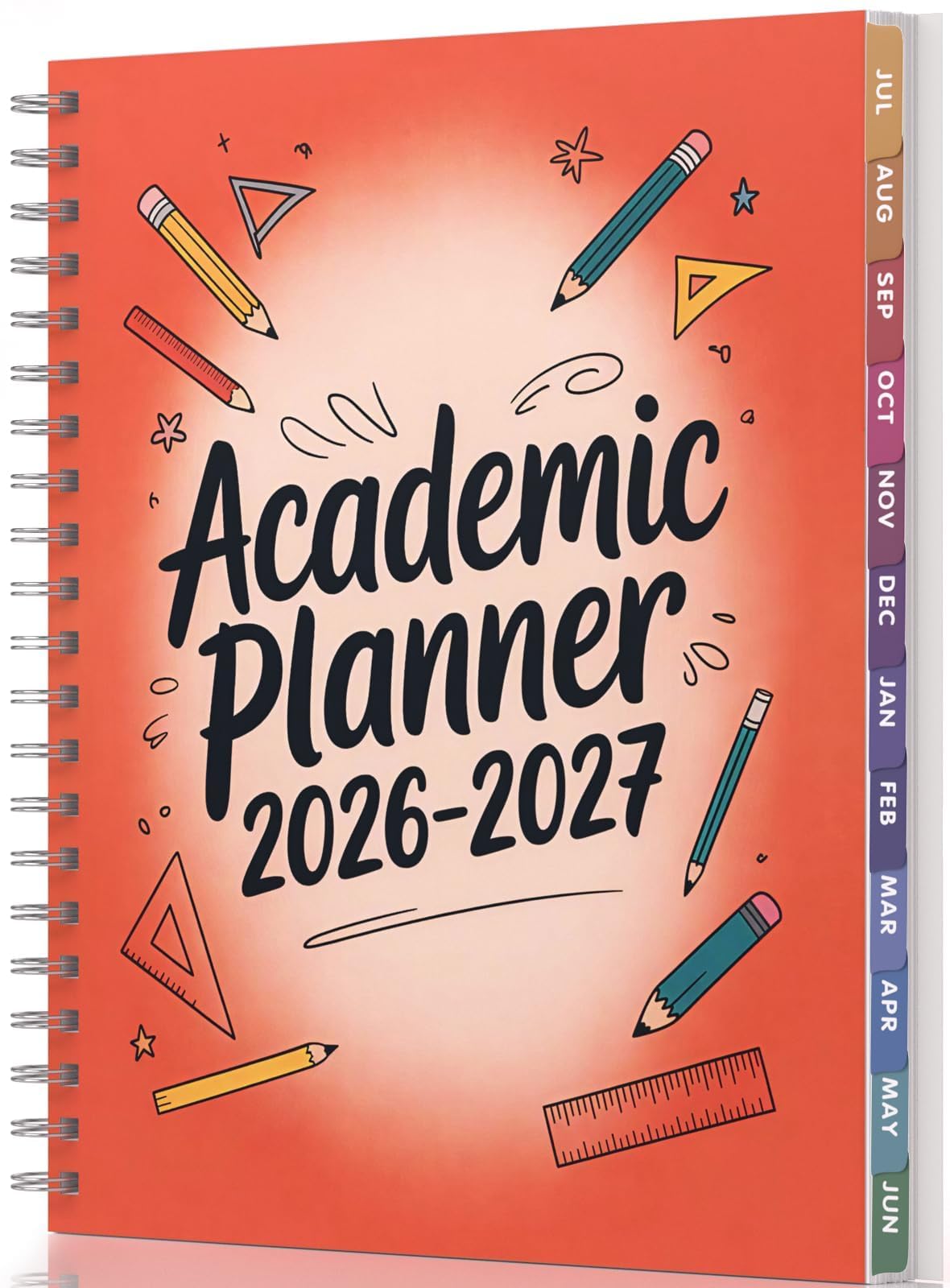 Oucaru Akademischer Planer 2026-2027, Wochen- & Monatskalender mit Stundenplan, Juli 2026 - Juni 2027, 21,6 x 27,9 cm, Hardcover Agenda mit laminierten Registern für Schüler, Lehrer, Schule