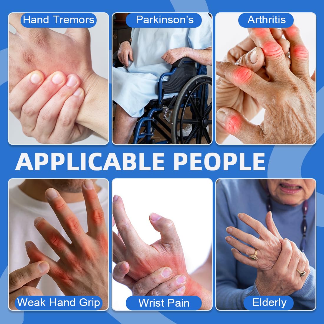 Ensemble de couverts épais, solides, lestés et adaptatifs, cuillères à soupe et fourchette antidérapantes pour tremblements de main, arthrite, parkinson, personnes âgées et adultes (vert et bleu