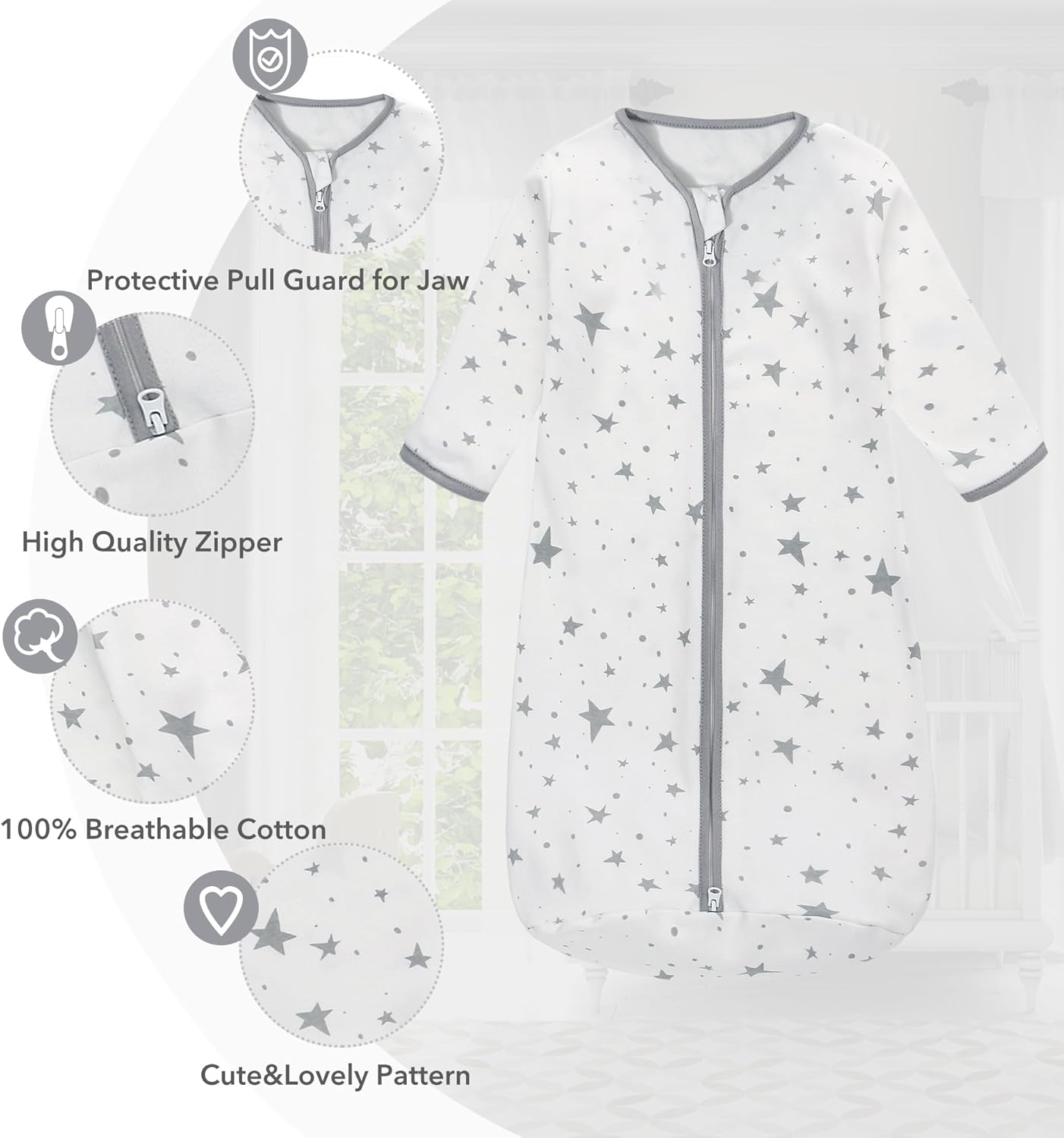 Miracle Baby Long Sleeve Sleep Sack 2-Pack, 100% Cotton Wearable Blanket Baby Sleeping Bag for Newborn Infant Toddler - Image 3