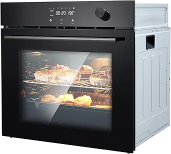 24" Built-in Electric Wall Oven, 2.5Cu.ft Capacity 3000W 240V Single Wall Oven for Kitchen Restaurant, 8 Cooking Functions &108 Automatic Recipes, Touch Control, Black