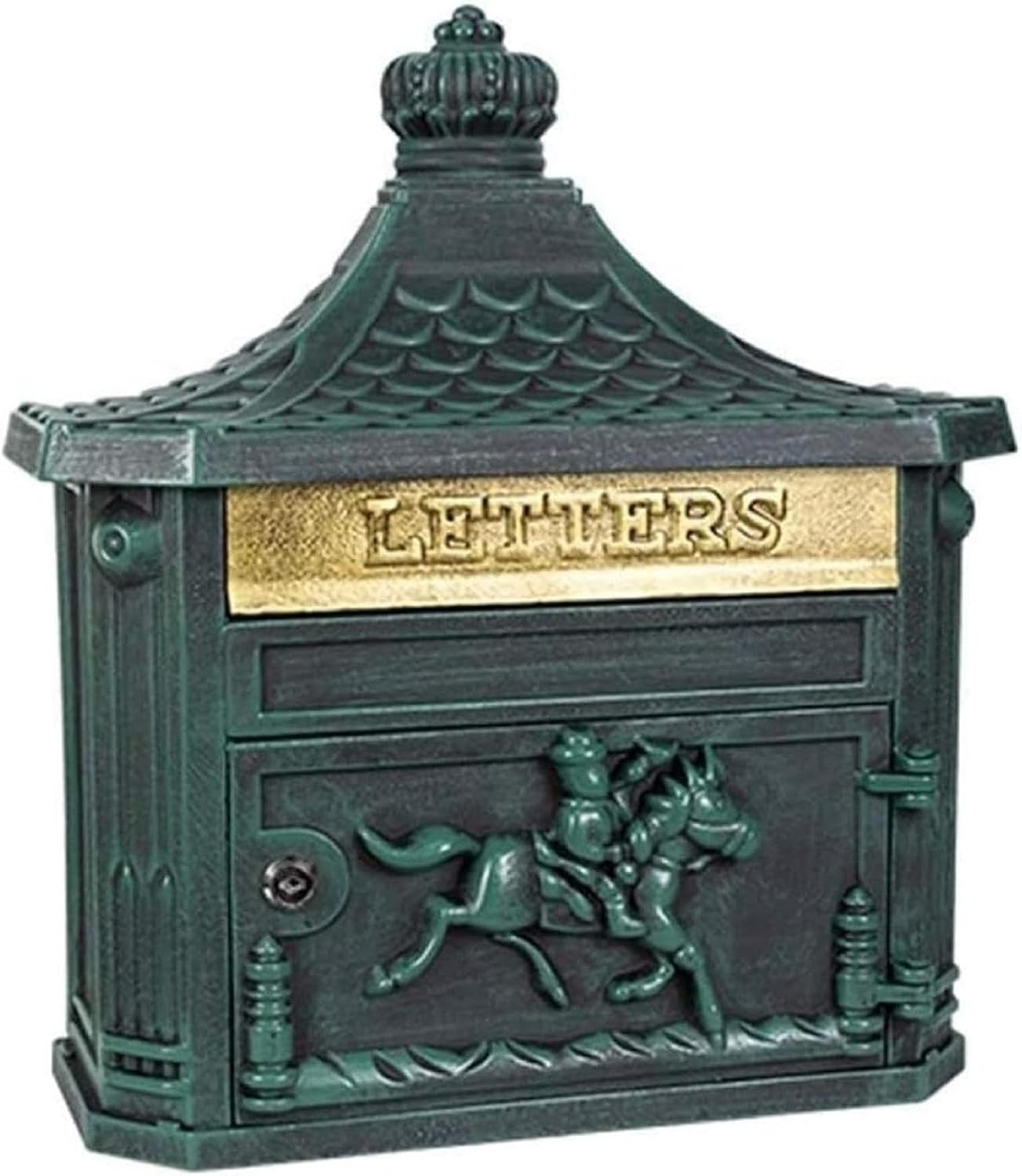 Wall Mount Mailbox,Vintage Style Post Box,Wall Mount Lockable Drop Box,Outdoor Galvanized Metal Mounted Mailbox,Rust-Proof Hanging Secured Postbox,for Nostalgic Charm Home Decor Design Parcel Box