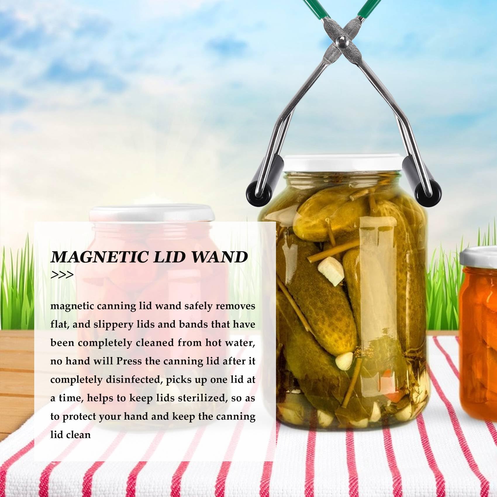 Pasuihcay Canning Kit Jar Lifter Wide Mouth Canning Funnel Lid Wand for Canning Jars Anti-Scald (3Pcs,Green)