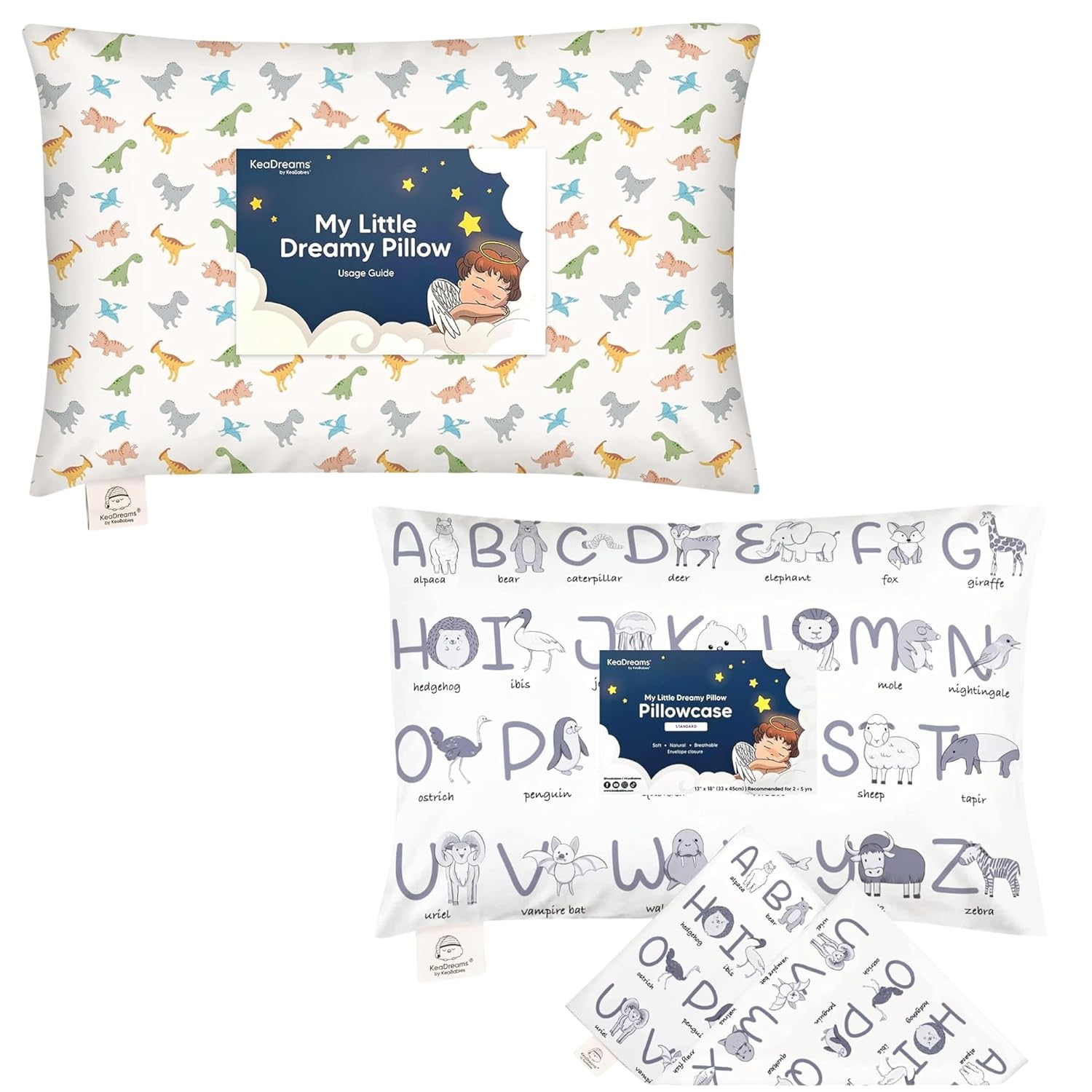 KeaBabies Toddler Pillow with Pillowcase and Toddler Pillowcase for 13X18 Pillow - Soft Cotton Kids Bedding Set for Sleeping - Soft and Breathable, Perfect for Boys, Girls, Kids, Travel, Nap