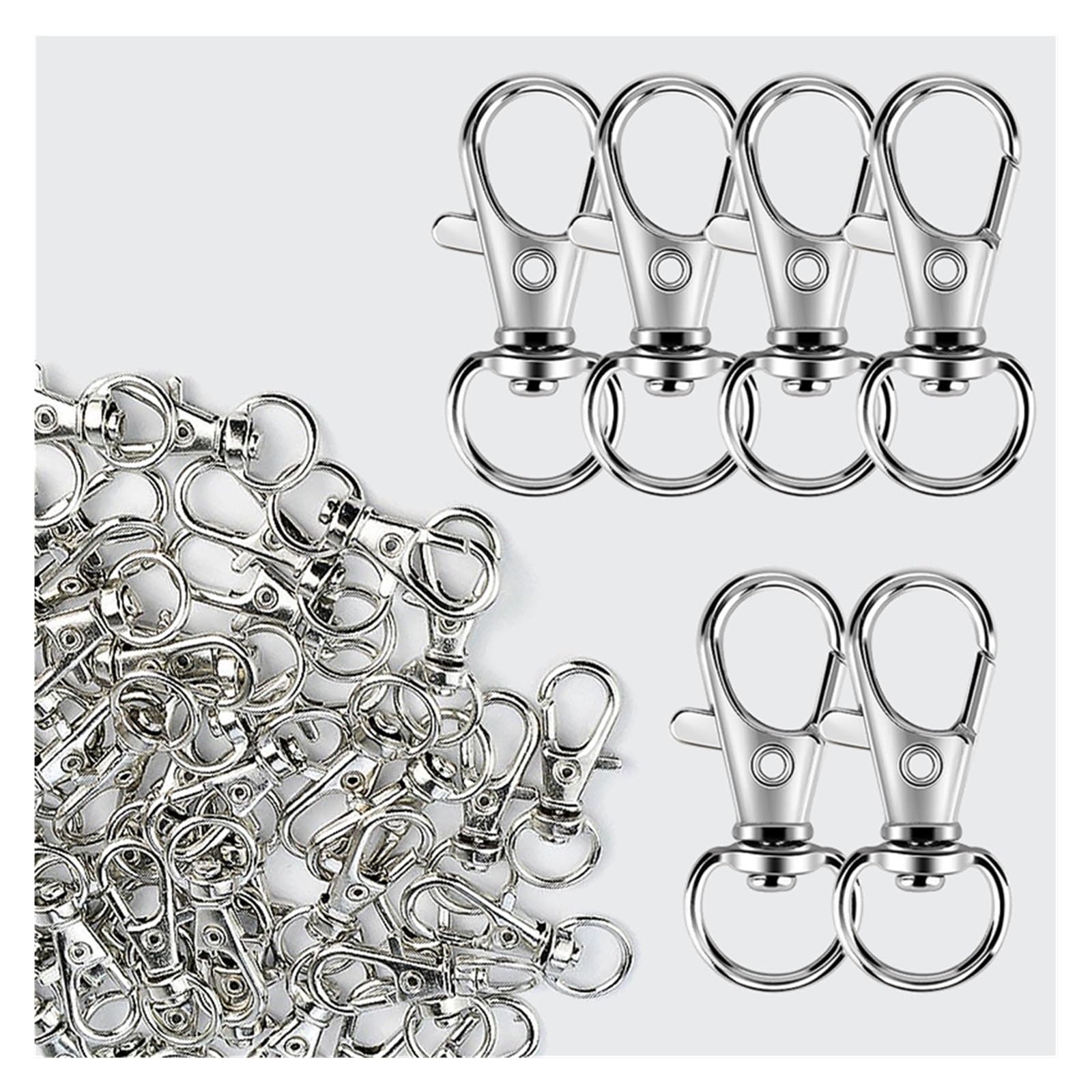 5/20/50/100 sztuk breloczek klipsy haki obrotowe zapięcia smycz karabińczyk karabińczyk zapięcie na brelok DIY rzemiosło jubilerskie (32mm)(Black,100PCS)