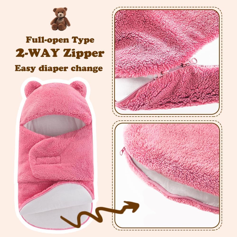 AiWMGL Baby Swaddle Blanket 3-6 Months Infant Soft Warm Sleeping Sacks Boys Girls Fleece Thicken Winter Adjustable Newborn Swaddling Wrap