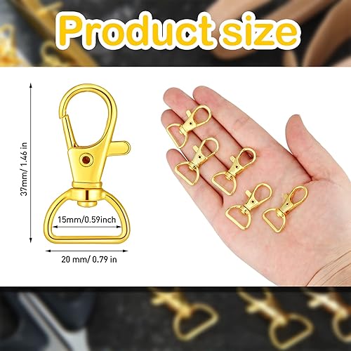 Miniatura 8 de 35 piezas de cierres giratorios para cordón, ganchos a presión, gancho para llavero, cierre de pinza de langosta, cierre de gancho de metal con