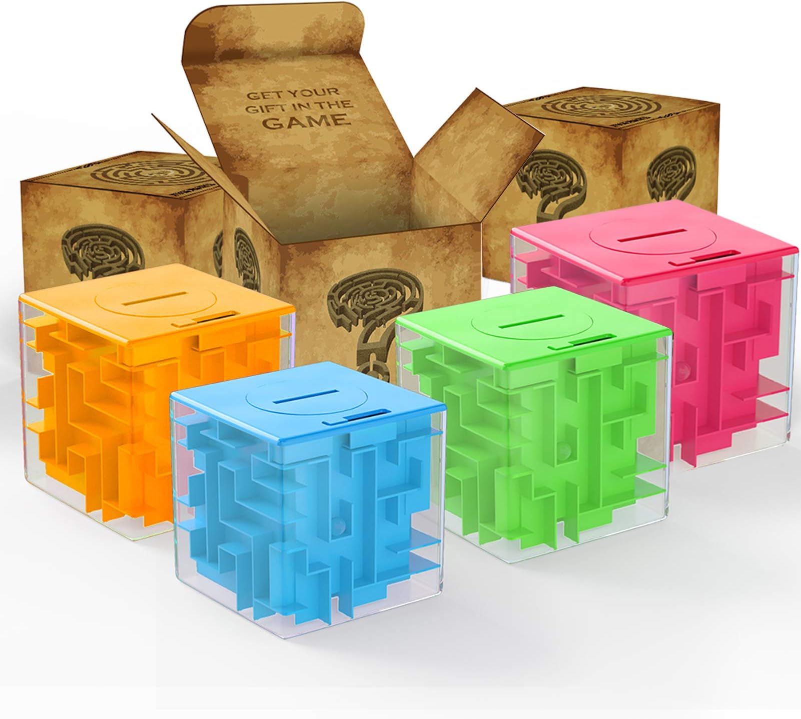 Money Maze Puzzle Box for Kids and Adults, Perfect Money Holder Maze Puzzle Gift Box (4 Pack)