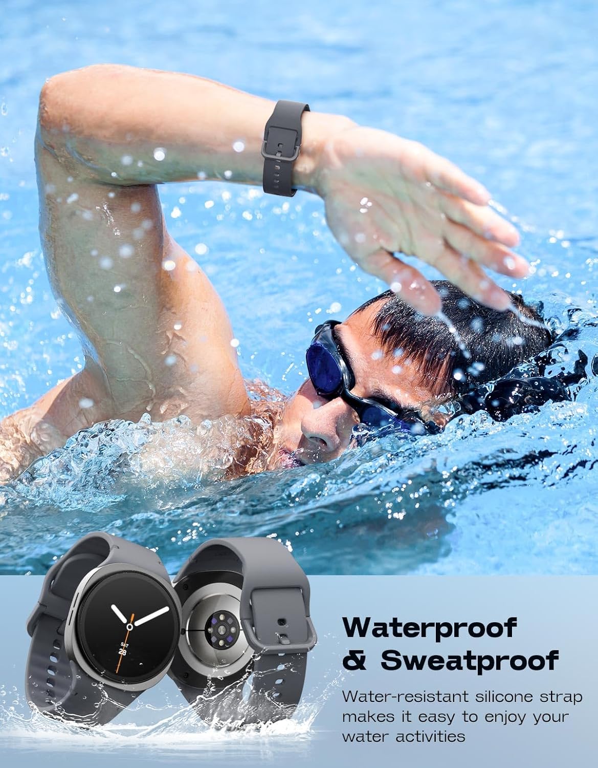 MoKo 6 Pack Sport Bands Compatible for Samsung Galaxy Watch 8 Band 40mm 44mm/Galaxy Watch 8 Classic 46mm, No Gap Soft Silicone Strap for Men Women - Image 4