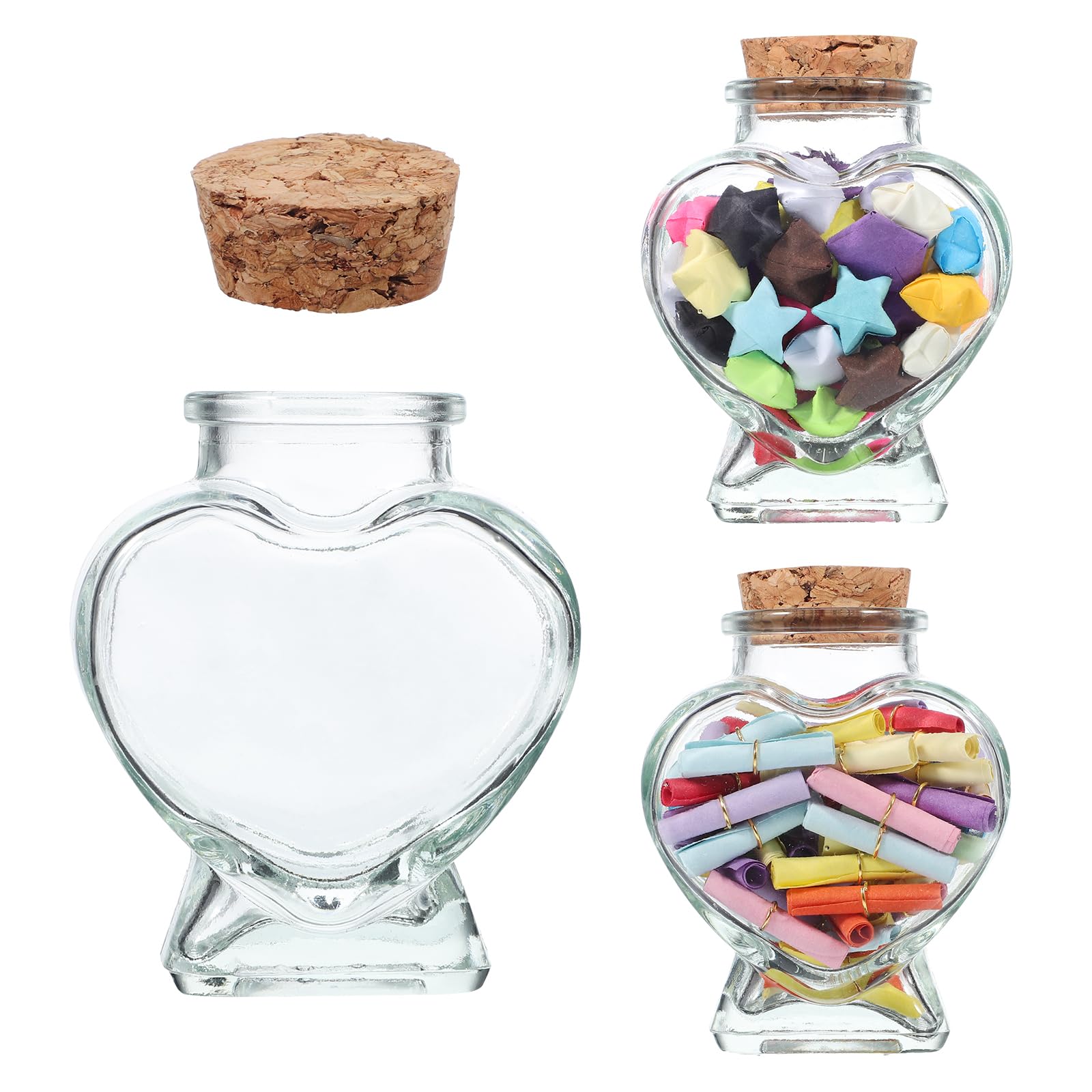 GLEAVI 9pezzi Contenitori di Vetro Forma di Cuore Piccoli Bottigliette dei Desideri Barattoli di Incantesimi per Messaggi Bomboniere Feste di Matrimonio Contenitori di Vetro Forma