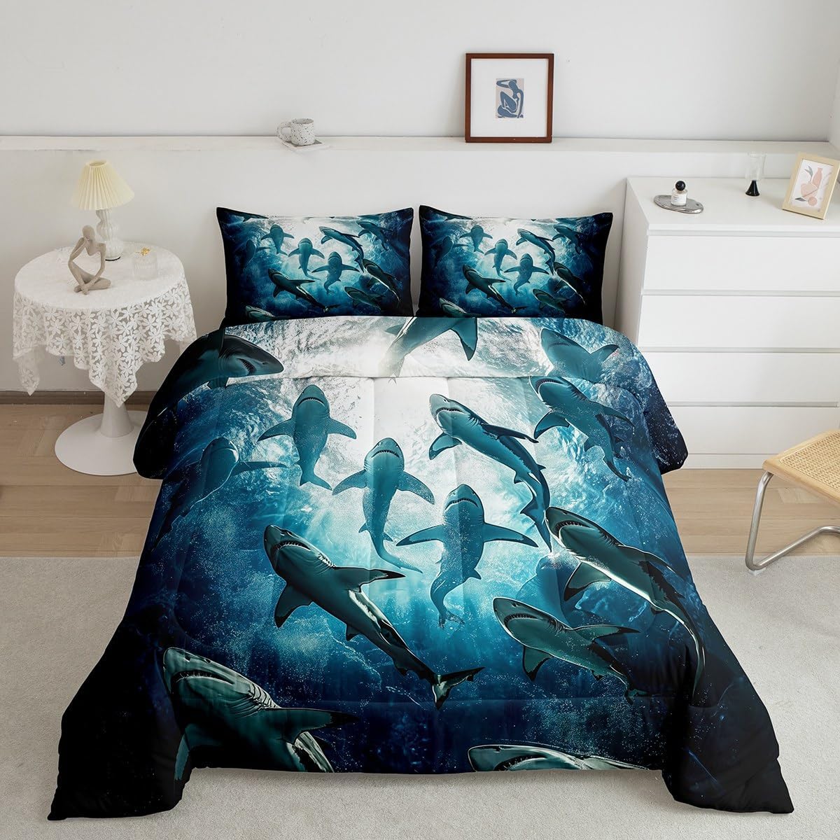 Feelyou Sharks Comforter Set Queen Size Kids Boys Girls image 2