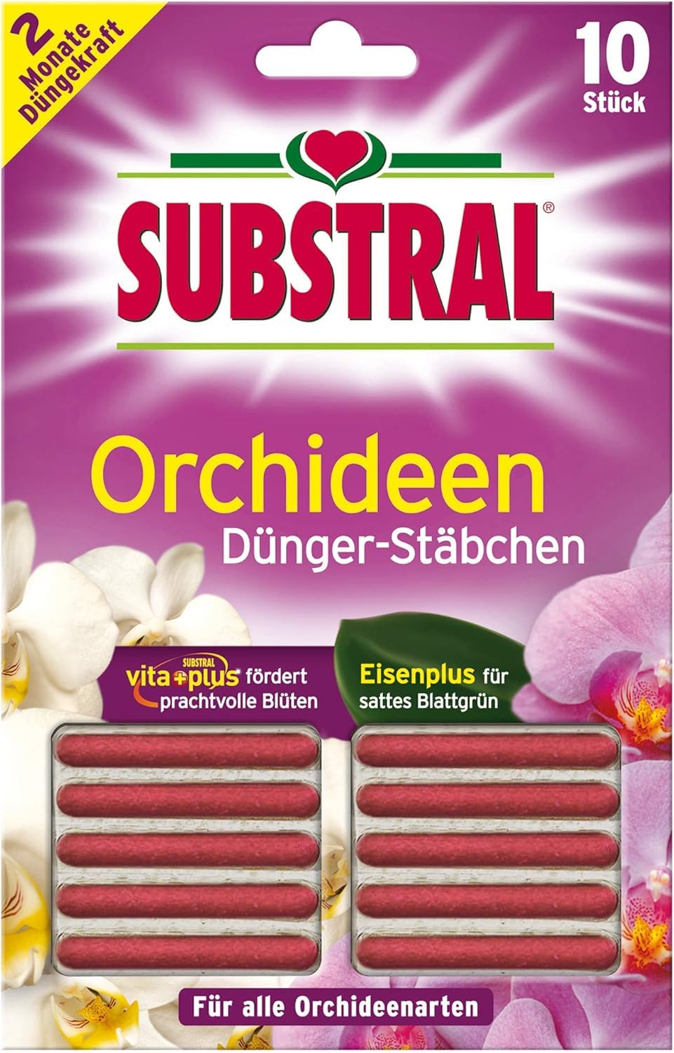 Substral Orchideen-Düngestäbchen, 10 St., mit Eisen-Plus und 2 Monate Langzeitwirkung