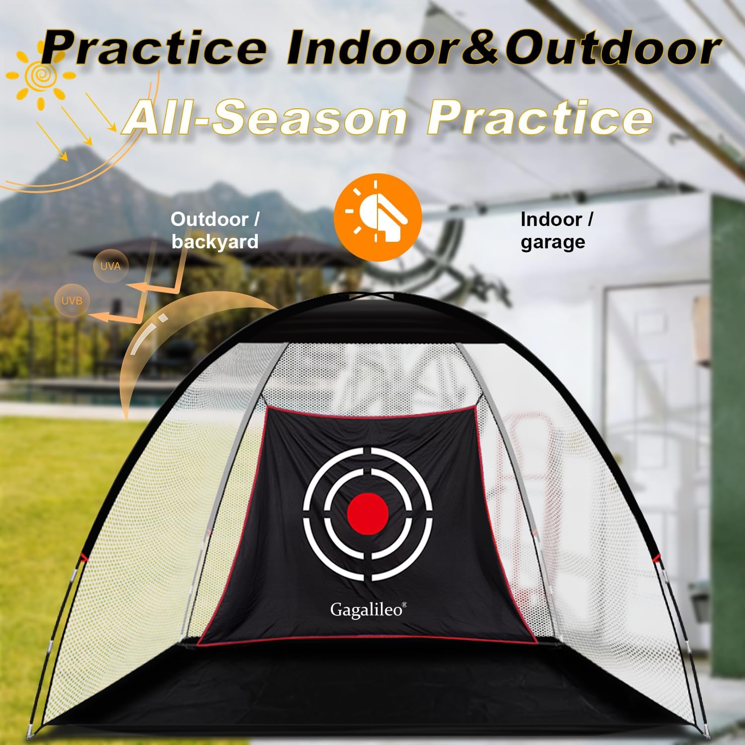 Gagalileo Golf Net: 10x7FT Backyard Driving Real Golf Ball Practice Hitting Training by Turf Mat Target Indoor Outdoor Chipping Swing Gift for Golfers Dad Husband Men