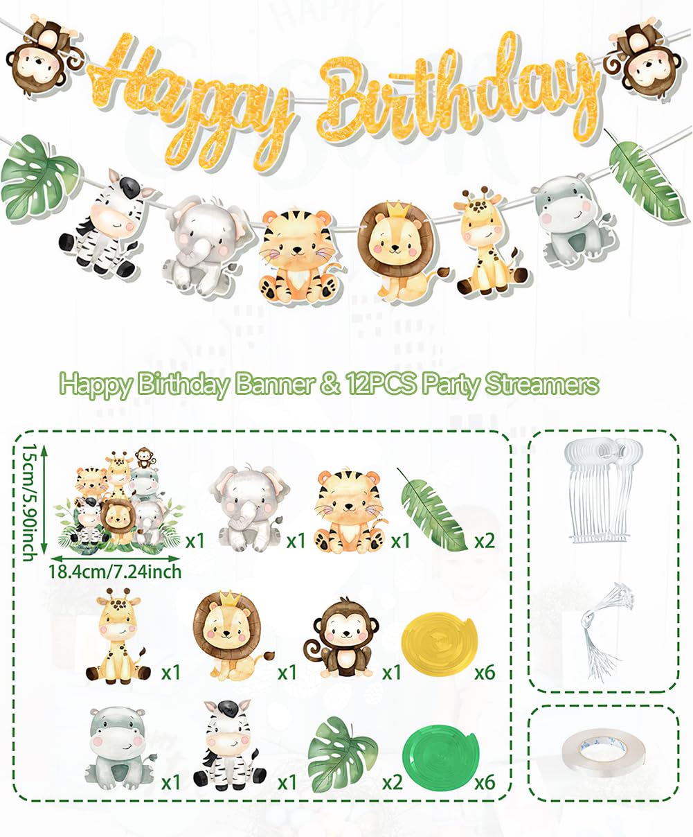 Wild One wiszące zawijasy sufitowe serpentyny dekoracje dla chłopców dzieci dżungla safari zwierzę 'Happy Birthday' baner znak dekoracja na imprezę baby shower artykuły imprezowe dekoracja pokoju