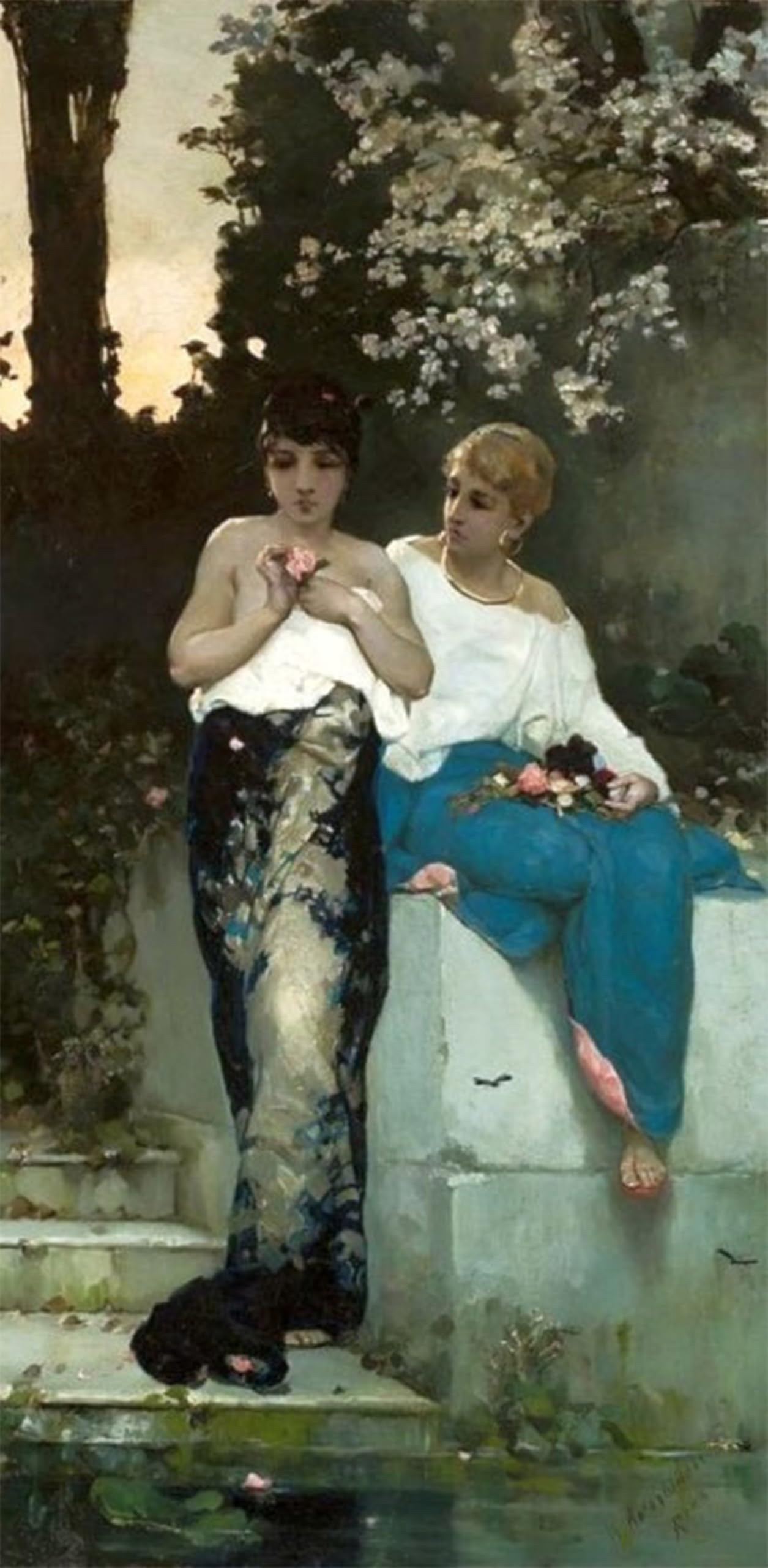 SERENDIPITP Retro Picture Poster Wall Art Pictures Painting Two Roman Women by Wilhelm Kotarbinsky Wall Art Canvas Print for Wall Decor 60x90cm
