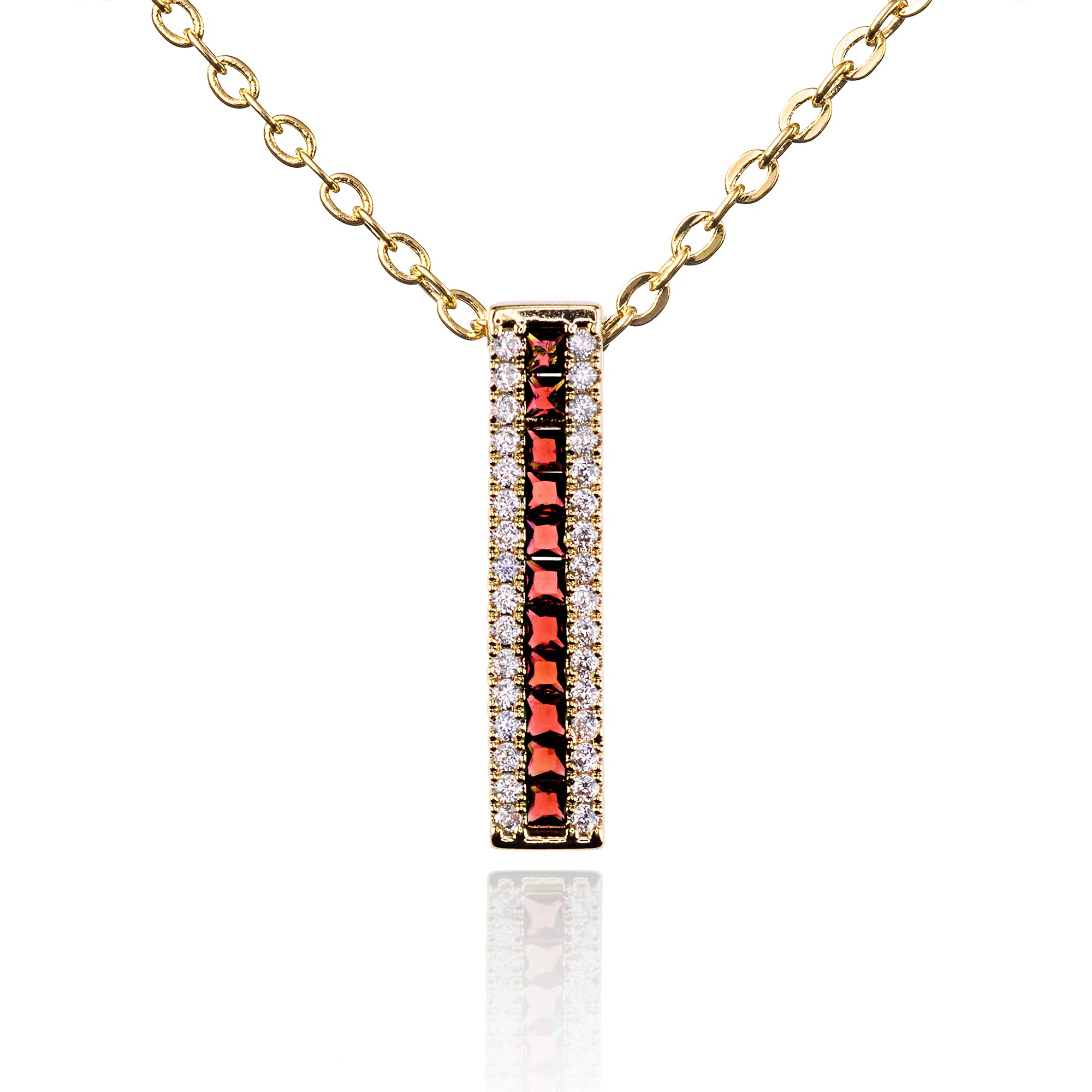 namana Collier Pendentif Pour Femme serti de Pierres de Couleur. Collier Femme Serti de Zircons de Couleur. Collier Ras de Cou Vert, Rouge, Bleu ou Multi Couleur Livré avec Écrin Cadeau
