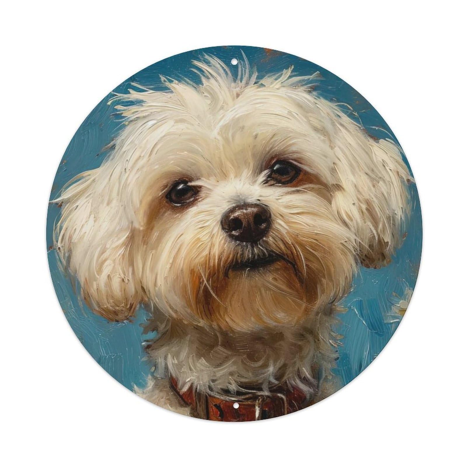 Animal Poster Melancholy Dog Vintage Metal Tin Sign Plaque Wall Decor for Cafe, Club, Garden Round Metal Poster 8x8Inch