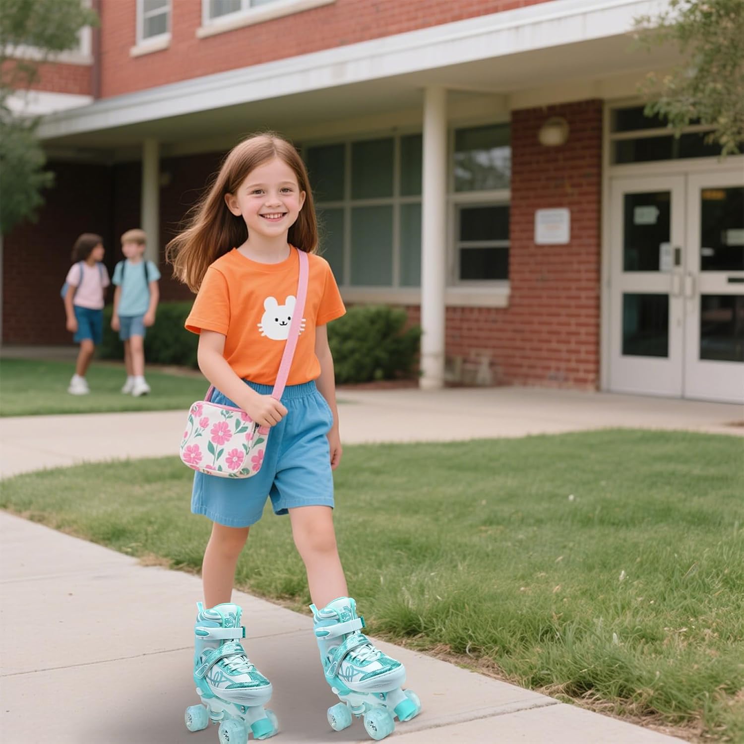 Roller Skates for Kids, Adjustable Quad Skates for Youth Teen Ages 5-8 8-12 12-14 with Light Up Wheels, Children Beginners Rollerskates for Indoor Outdoor Spots - Image 5