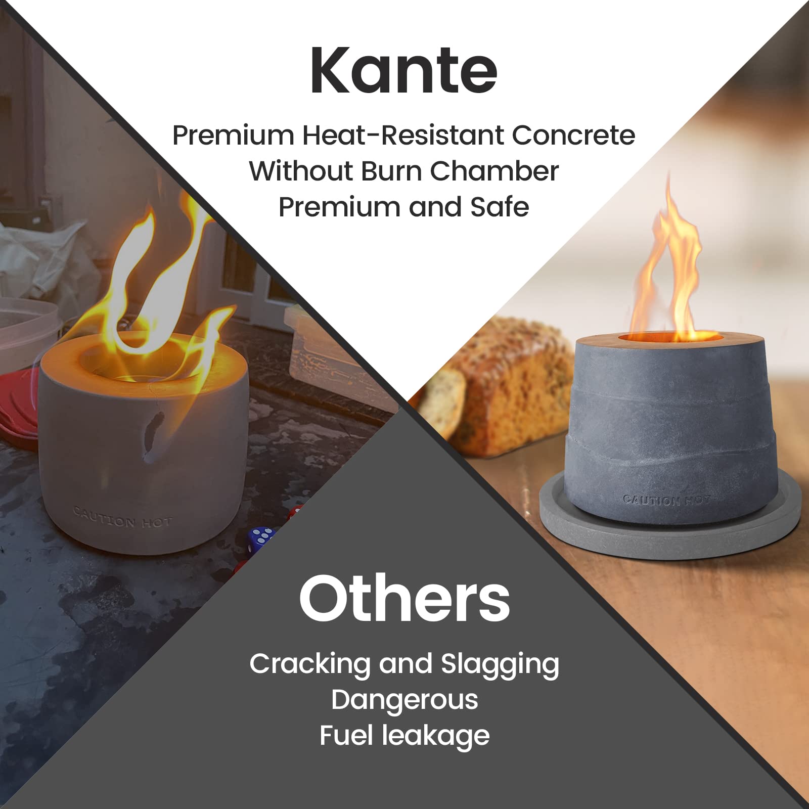 Amazon.co.jp: Kante ファイヤーピット 卓上 無煙暖炉 コンクリート