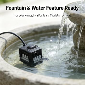 Solar Fountain Pump, DC 12V for MINI Solar Fountain Pump Replacement with 1.5m Wire,Powerful and Versatile Submersible Water Pump for Aquariums, Ponds, and Gardens(DC12V)