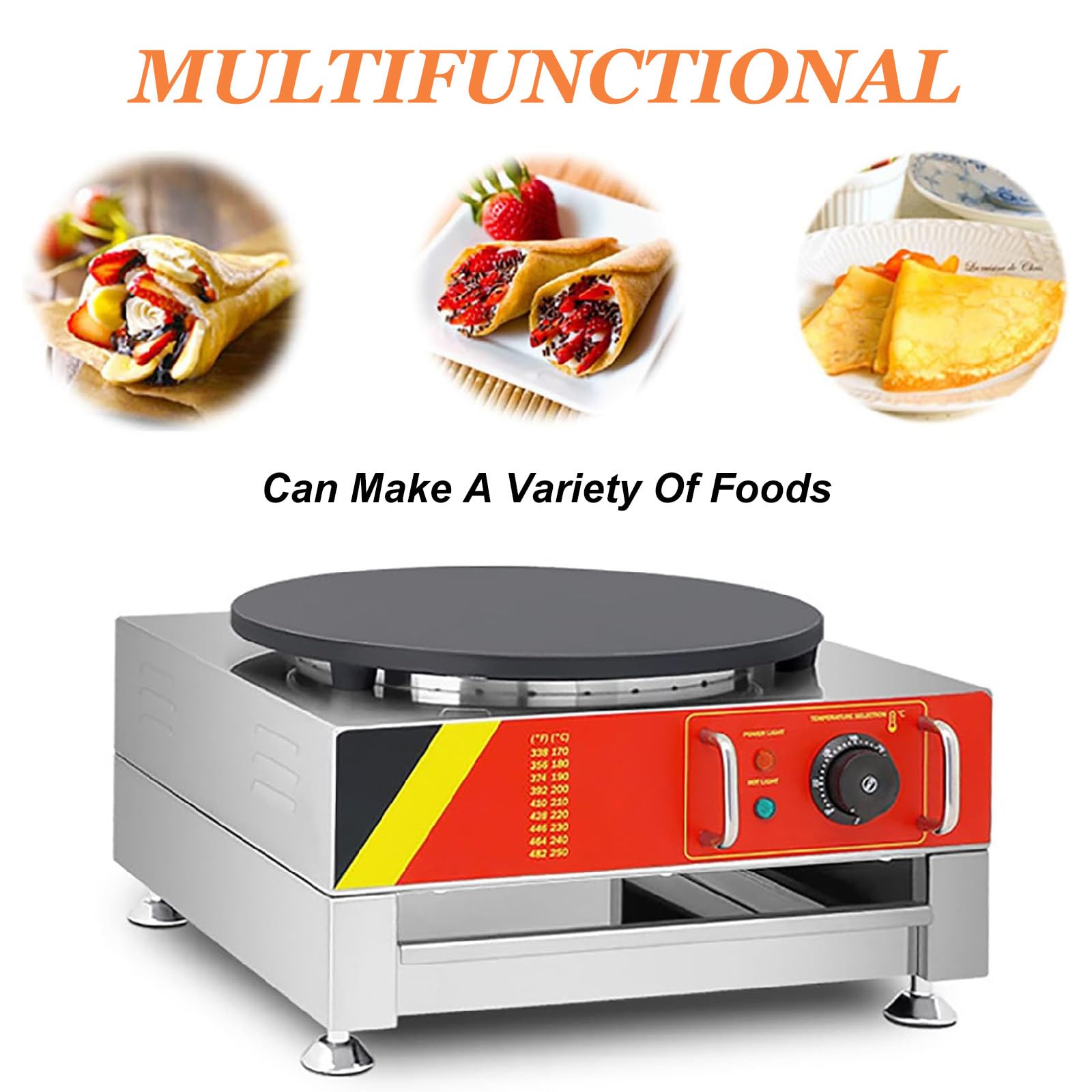 Machine à CrêPes éLectrique De 16 Pouces, Plaque Chauffante Ronde Pour CrêPes Avec Plaque Chauffante Commerciale,220V