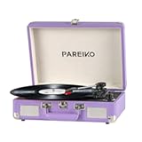 Record Player 3 Speed Turntable Portable Suitcase with Bluetooth Built-in Battery Aux in RCA Line Out