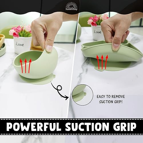 Miniatura 7 de Samish Baby Led Weaning Supplies - Juego completo de platos de alimentación de silicona para bebés, juego completo de platos autónomos con ventosa y