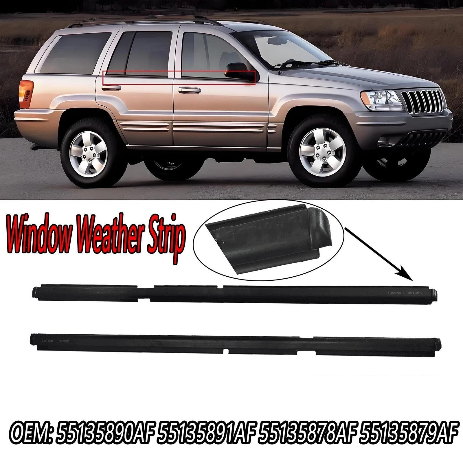 Jeep Grand Cherokee II WJ WG 1998-2005 Uszczelka do szyb samochodowych, wodoodporna gumowa taśma do drzwi