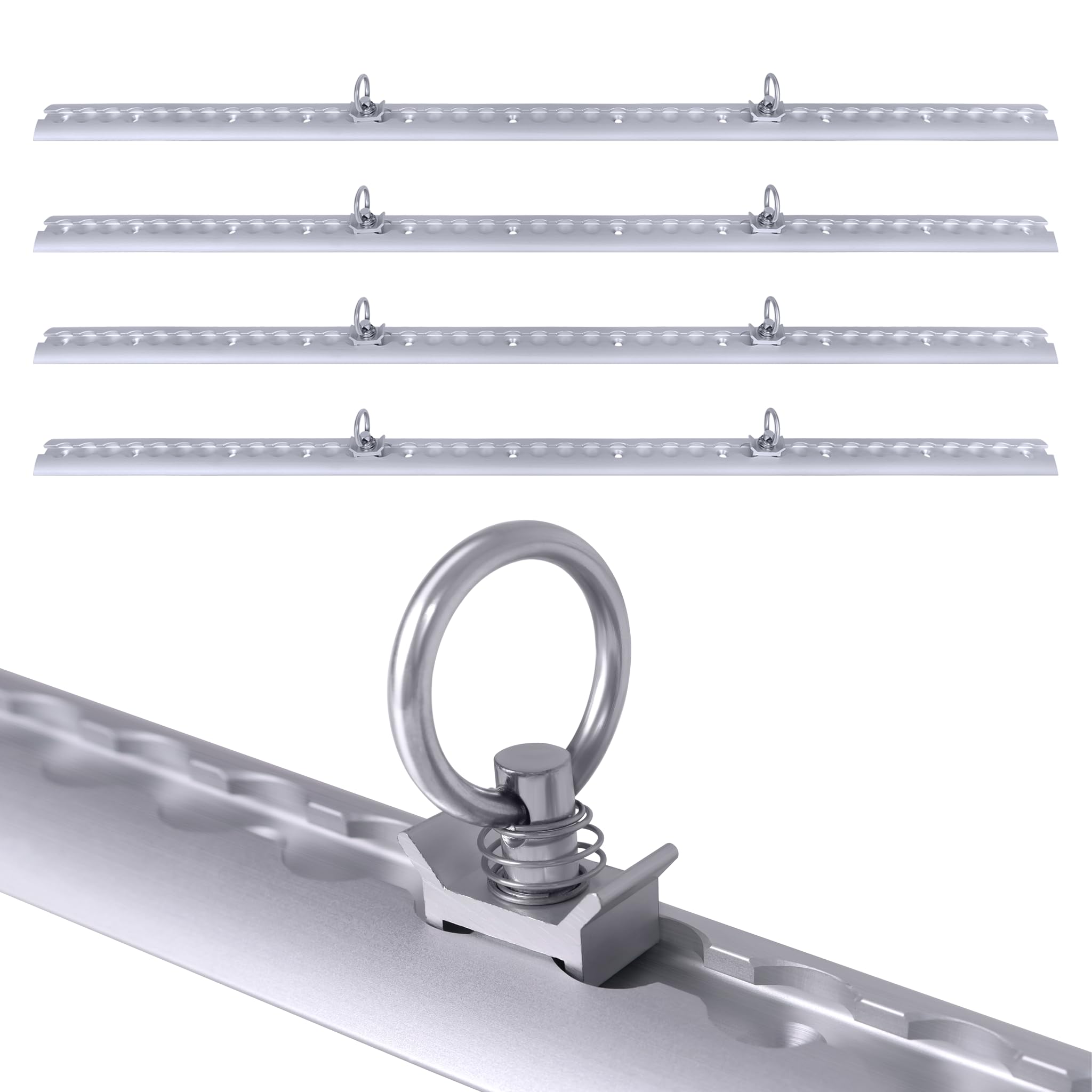 Froadp 8 rieles de 1 metro para aerolíneas, de aluminio, anodizado, con 20 accesorios de rosca y orificio preperforado, seguro de carga semicircular para remolques, camiones, autocaravanas