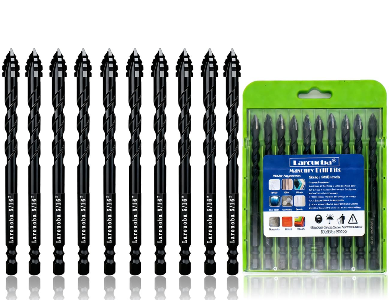Black Masonry Drill Bits - 10 Piece Set -11 Black Masonry Drill Bits - 10 Piece Set -11