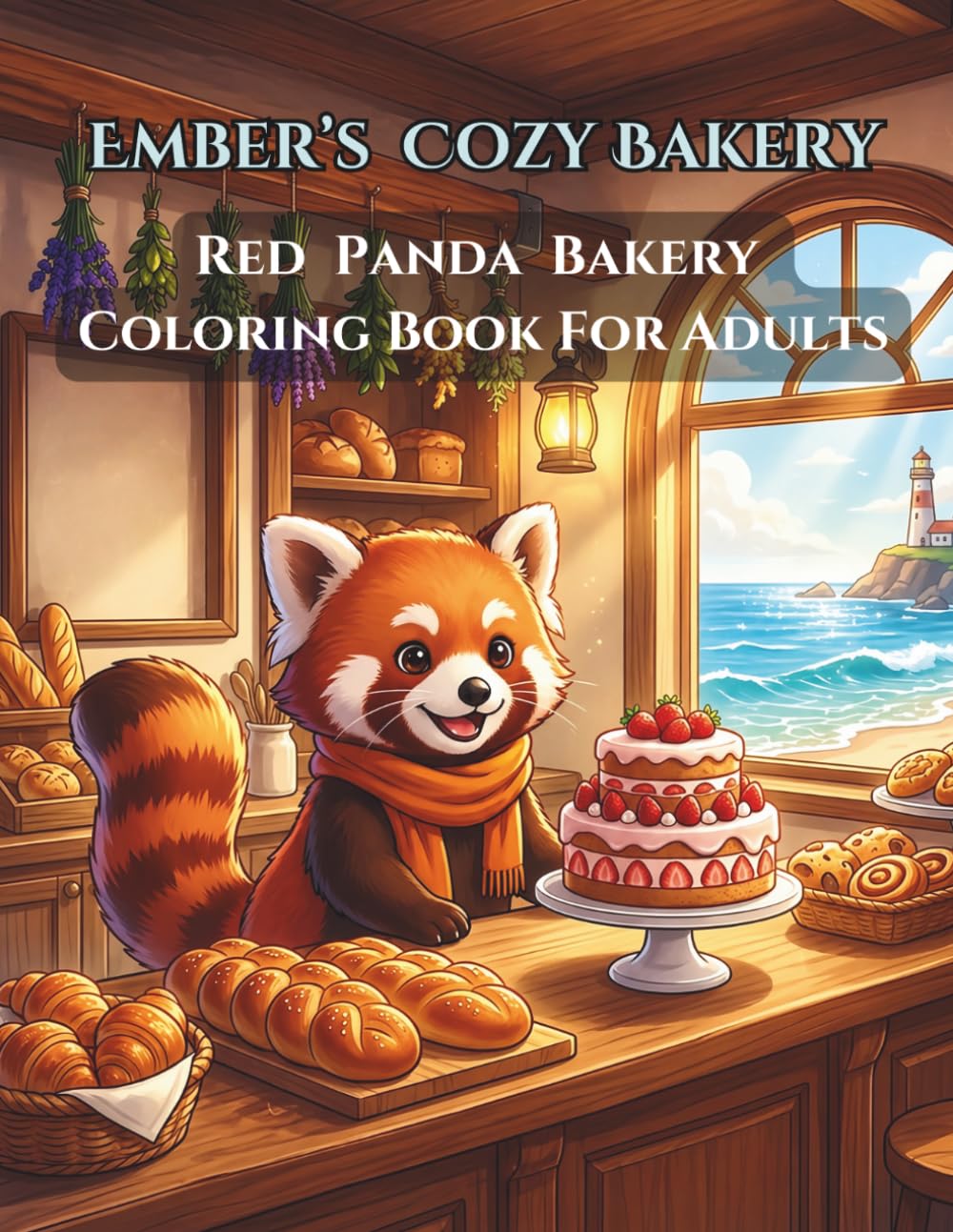 Ember's Cozy Bakery: Red Panda Bakery Coloring Book for Adults