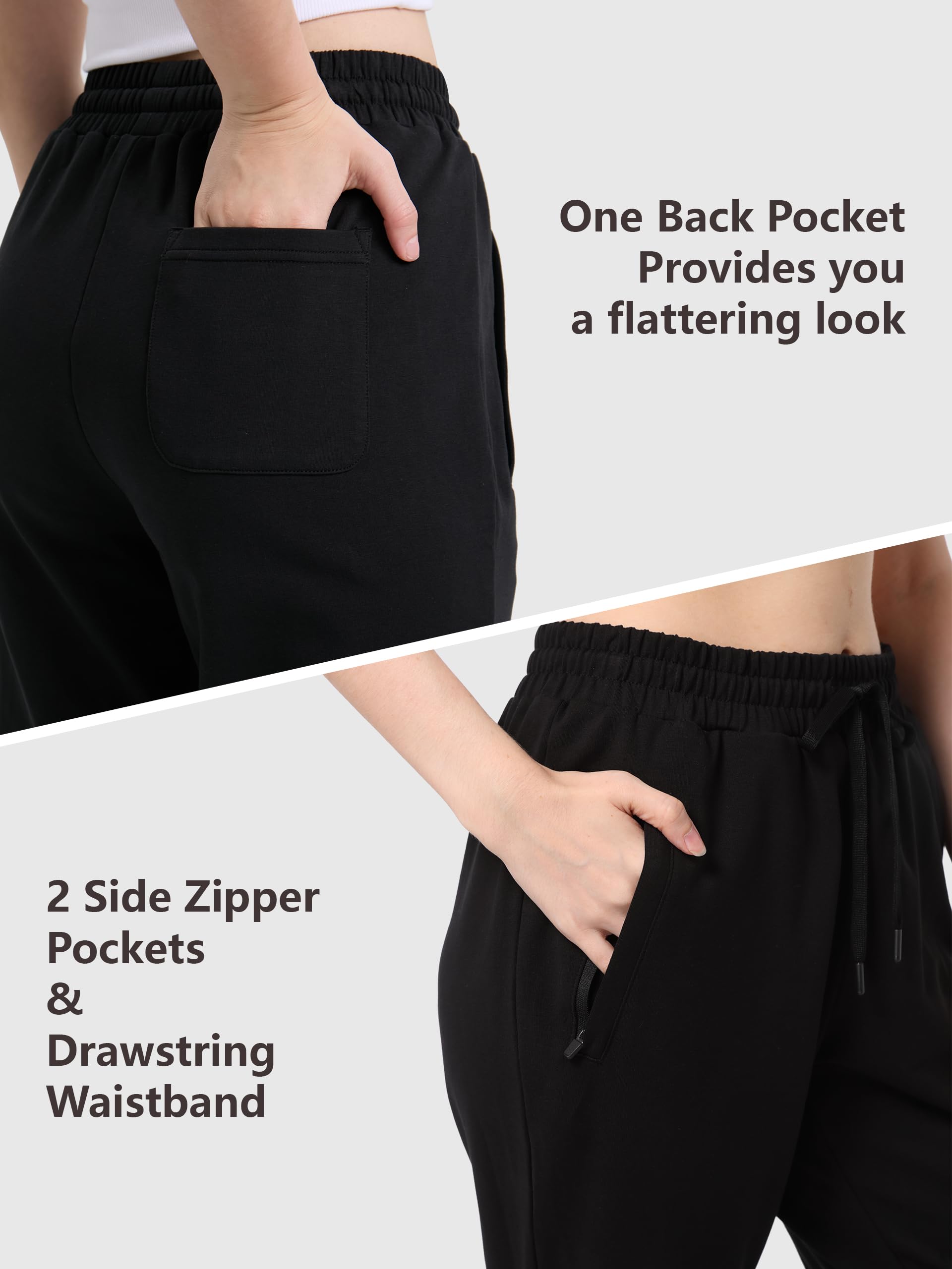 SEVEGO Pantaloni della tuta da donna alti in cotone yoga lounge 76,2 cm/81,3 cm/86,4 cm/91,4 cm casual aperto fondo morbido allenamento con cerniera tasca joggers