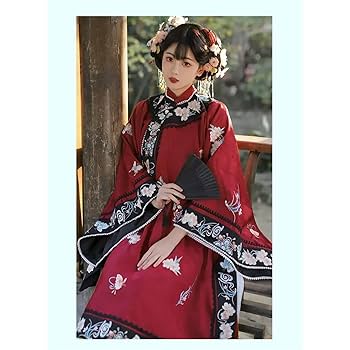 Amazon.co.jp: 伝統的な中国の花の重工業刺繍ショートガウン清