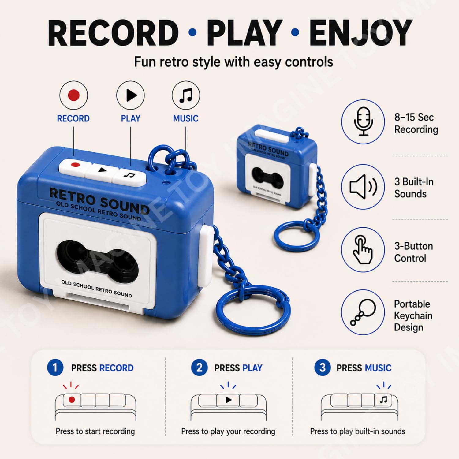 Toy Imagine Retro Cassette Tape Keychain, Pack of 2 — Amazon image 2