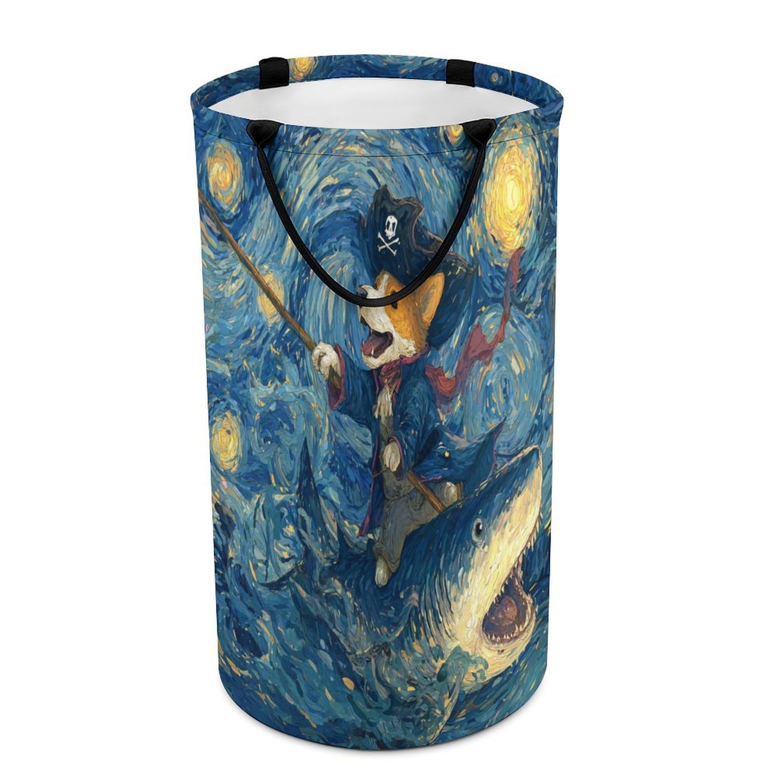 LUYYSKY Fantasy Realistic Cute Puppies Versatile Storage Laundry Basket, Mid Century Starry Sky Sunflowers Animals Sharks Dogs Large Capacity Bathroom Hamper With Handle