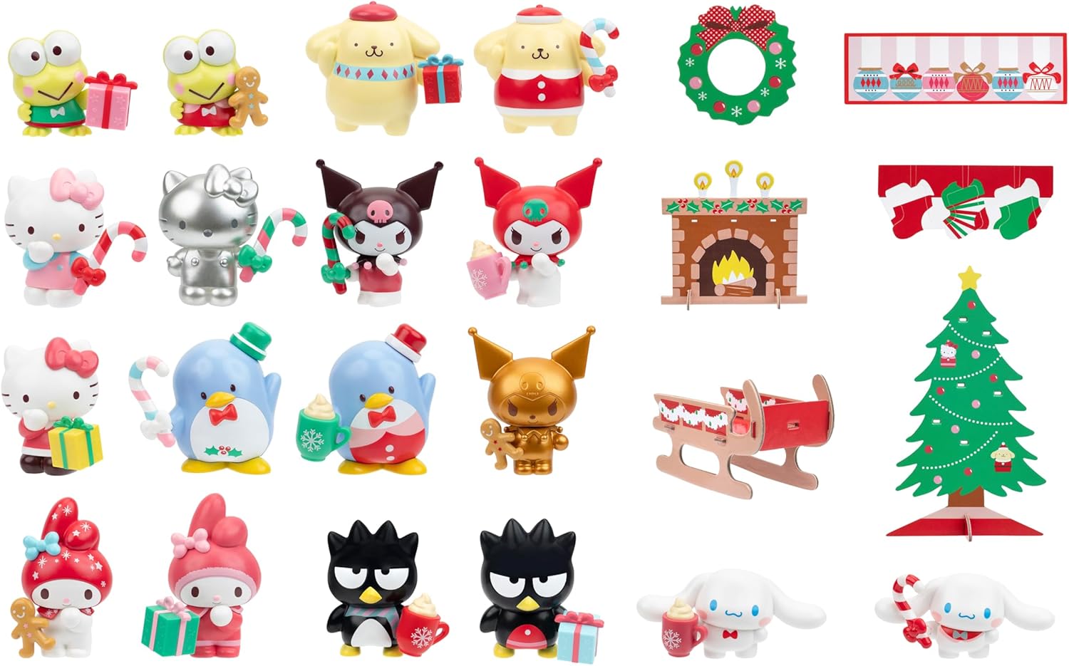 Hello Kitty® and Friends 2025 Holiday Advent Calendar - 18 Figures with Mix & Match Accessories - 24 Surprises - Kids and Sanrio Fans Ages 6+