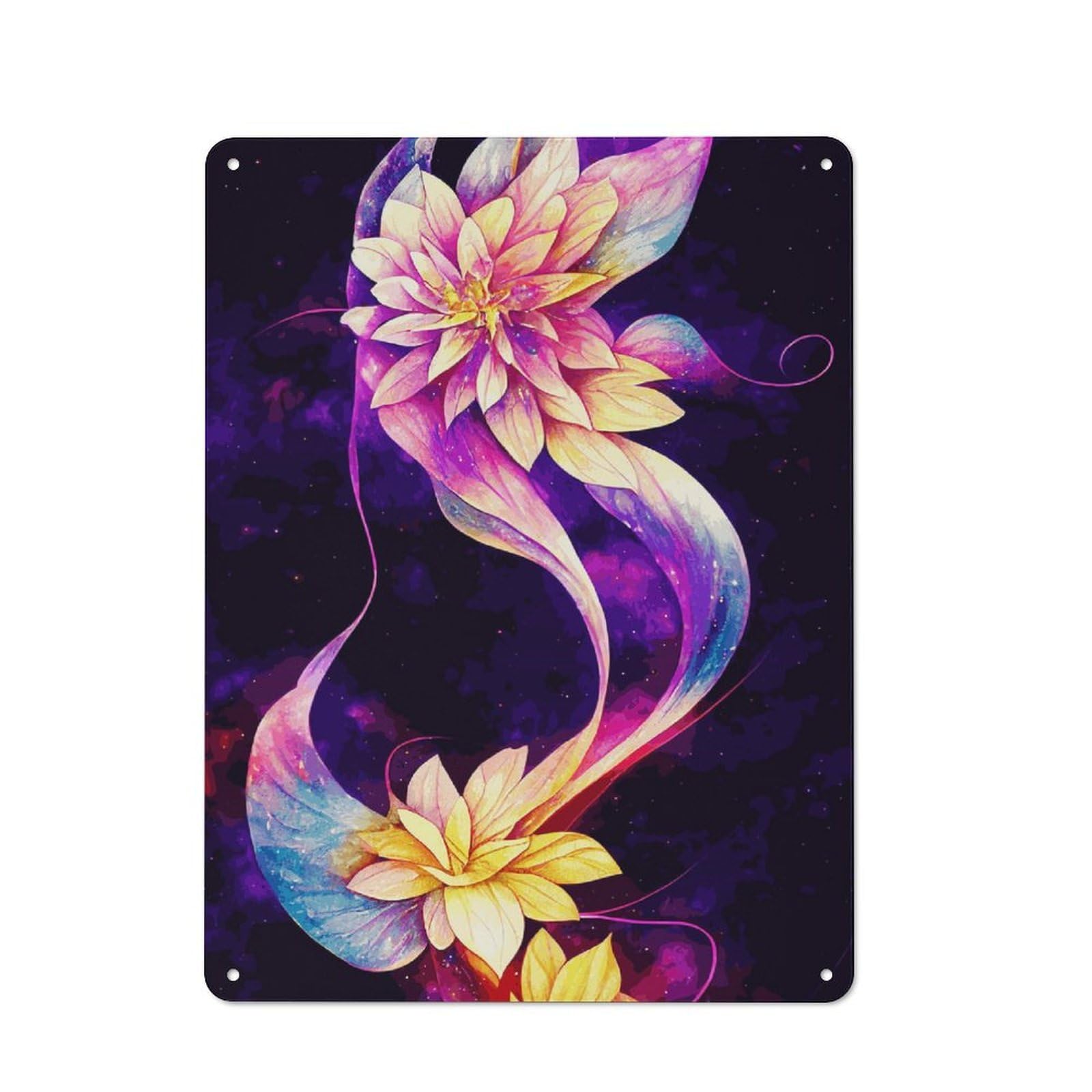 Junmoney Style-6 For Guest Room Or Hallway, Celestial Flower Wall Art Retro Metal Wall Sign 40X30cm, For Vintage Wall Decor Fans, For Metal Sign Collectors