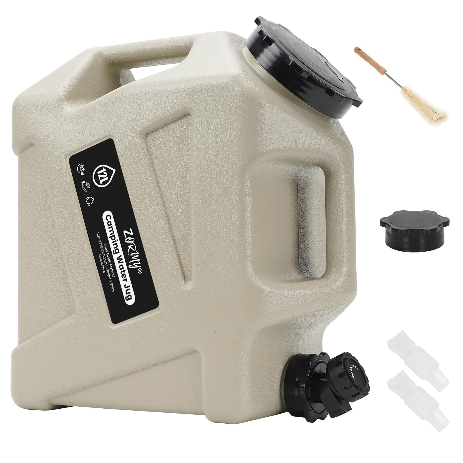 ZORMY 3.2 Gallon Camping Water Container with Faucet, Camping Water Jug, Portable Water Storage Container, BPA Free, Large Emergency Water Storage for Camping, Vehicle, Car