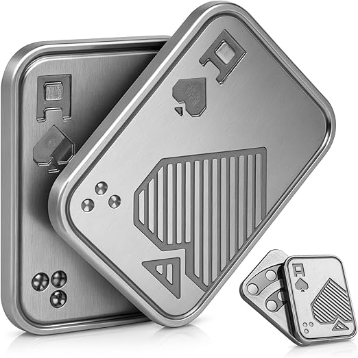 Metal Fidget Toys, Magnetic Fidget Slider for Adults, EDC Poker Push Card ,Relieve Stress ADHD & Anxiety, Break Bad Habits, Cool Gadget Office Desk Toy, Gift for Boyfriend, Husband and Father