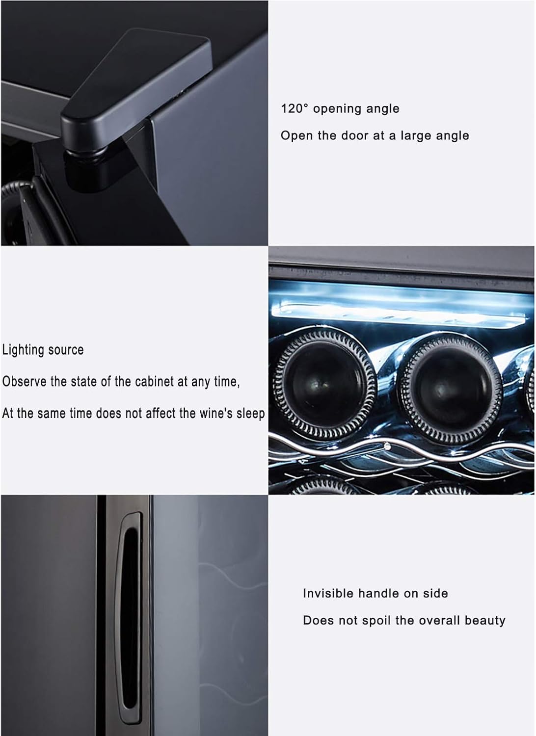 34 Bottle Wine Cooler Wine Fridge Refrigerator Compressor Champagne Countertop Freestanding Wine Cellars Finish Auto-Defrost Double-Layer Glass for Home Bar