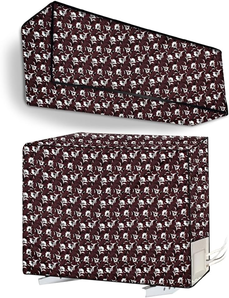 StylistaStylista Split AC Cover set of Indoor and Outdoor Unit used for 1.5 Ton Lloyd GLS18B32WACS - Floral Pattern Brown
