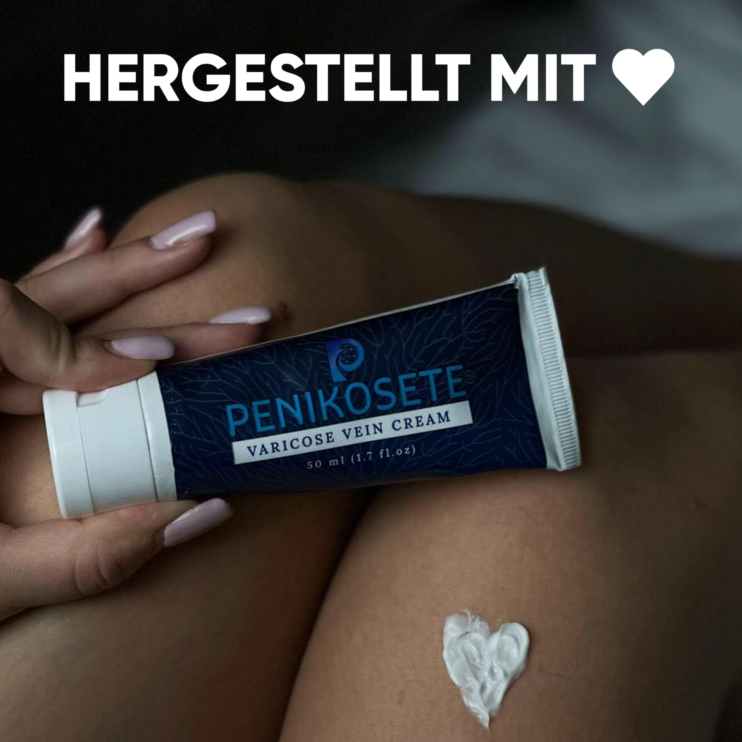 PENIKOSETE Venenpflegecreme | Ayurvedische Formel gegen Besenreiser & Krampfadern | Mit Ashwagandha | Dermatologisch getestet | Nicht klebrig