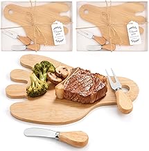 2 Pack Baby Feet Bamboo Cheese Board, Baby Shower Favors, Bridal Game Prizes for Winners, Wedding Guest Gifts, Charcuterie Board Set with Knives and Forks Thank You Card with Gift Box