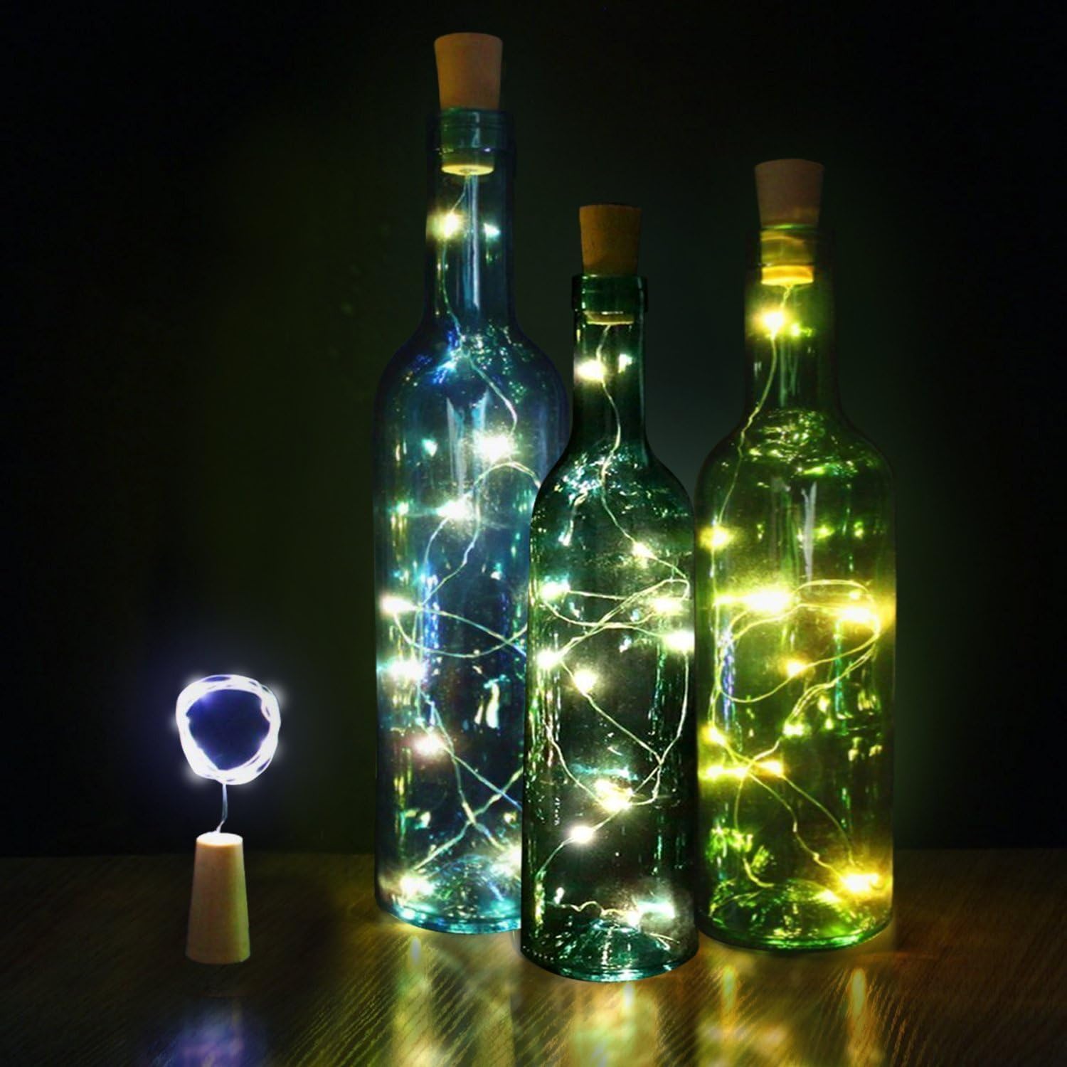 Innozon Wine Bottle Light Cork Lights 4.26ft/1.3m 15 LEDs Copper Wire Starry String Light for Bottle DIY and Party, Christmas, Halloween, Décor, Xmas Gift, 3 Pack, Warm White