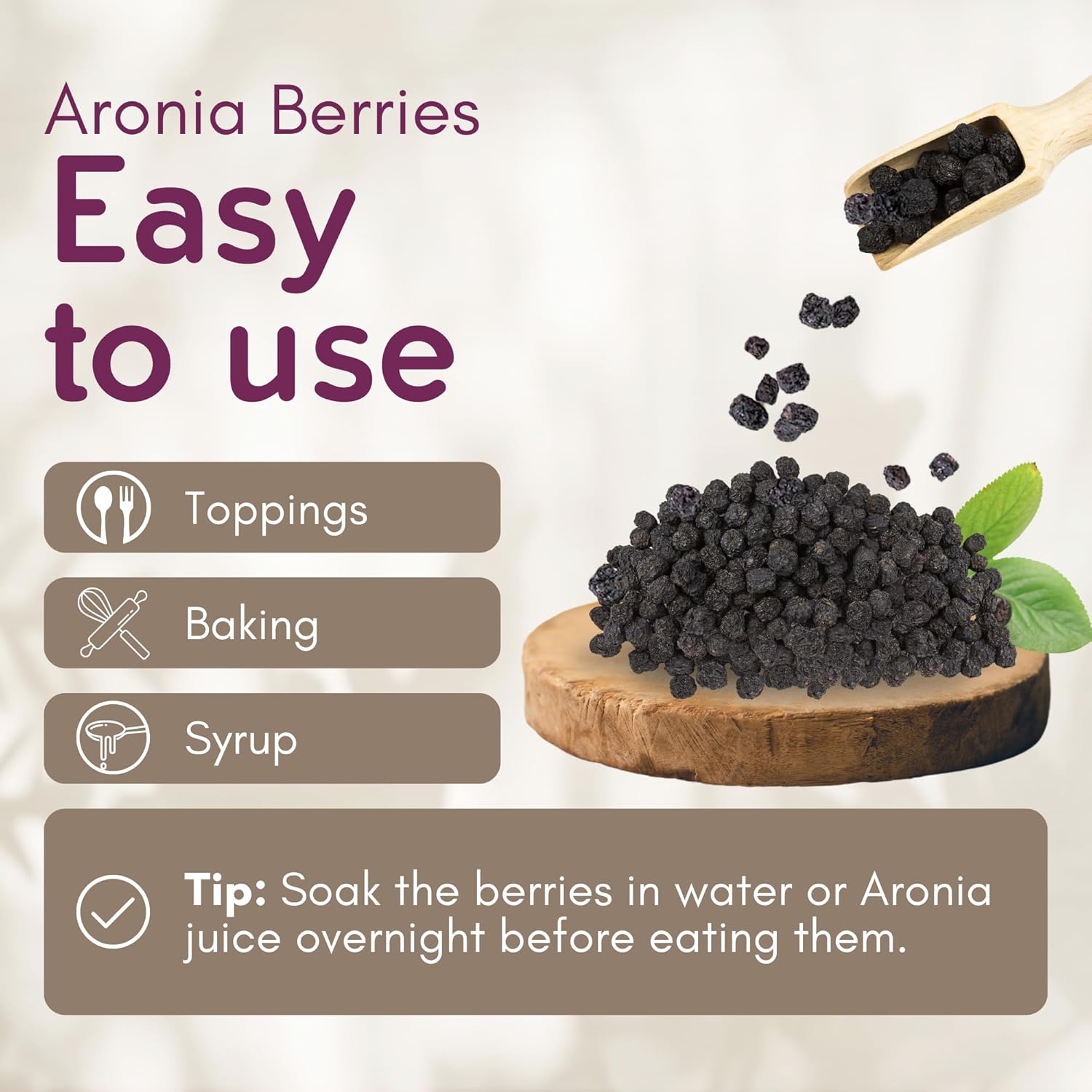 Aronia Original Organic Dried Aronia Berries 17.6 oz (500 g) - Unsweetened Black Chokeberries, Gently Dried After Harvest - Vegan, Non-GMO, No Sulfites or Additives - Image 5