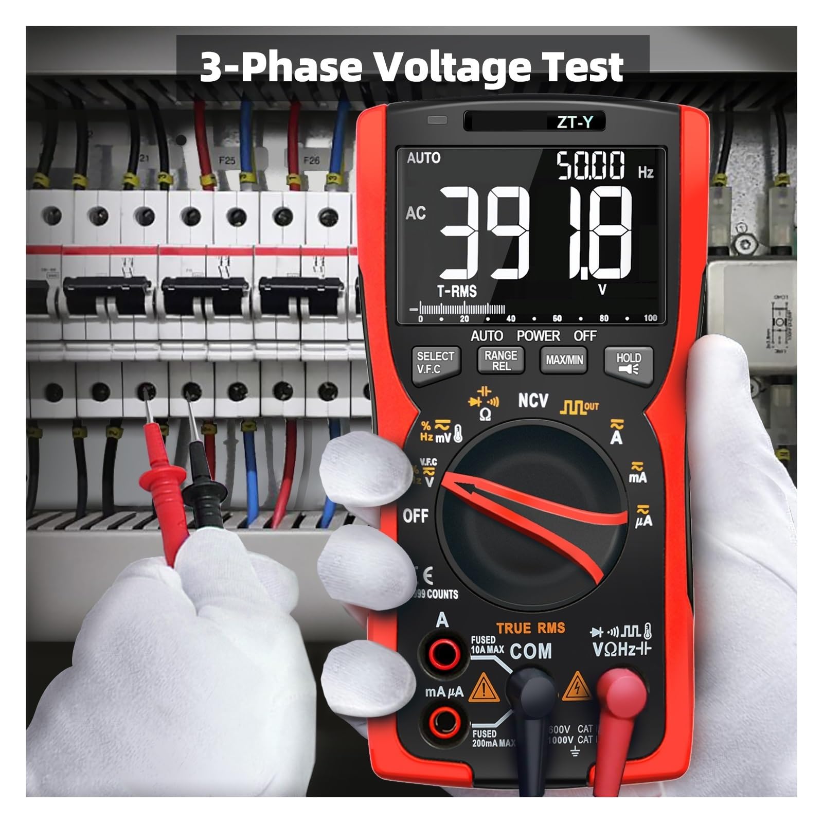 Profesjonalny Multimetr Cyfrowy Wyświetlacz True-RMS Tester Analogowy Woltomierz Prądu Temperatura Kondensatora VFC NCV Hz Miernik Szybko Dokładnie Łatwy Odczyt(Y - Upgraded version)
