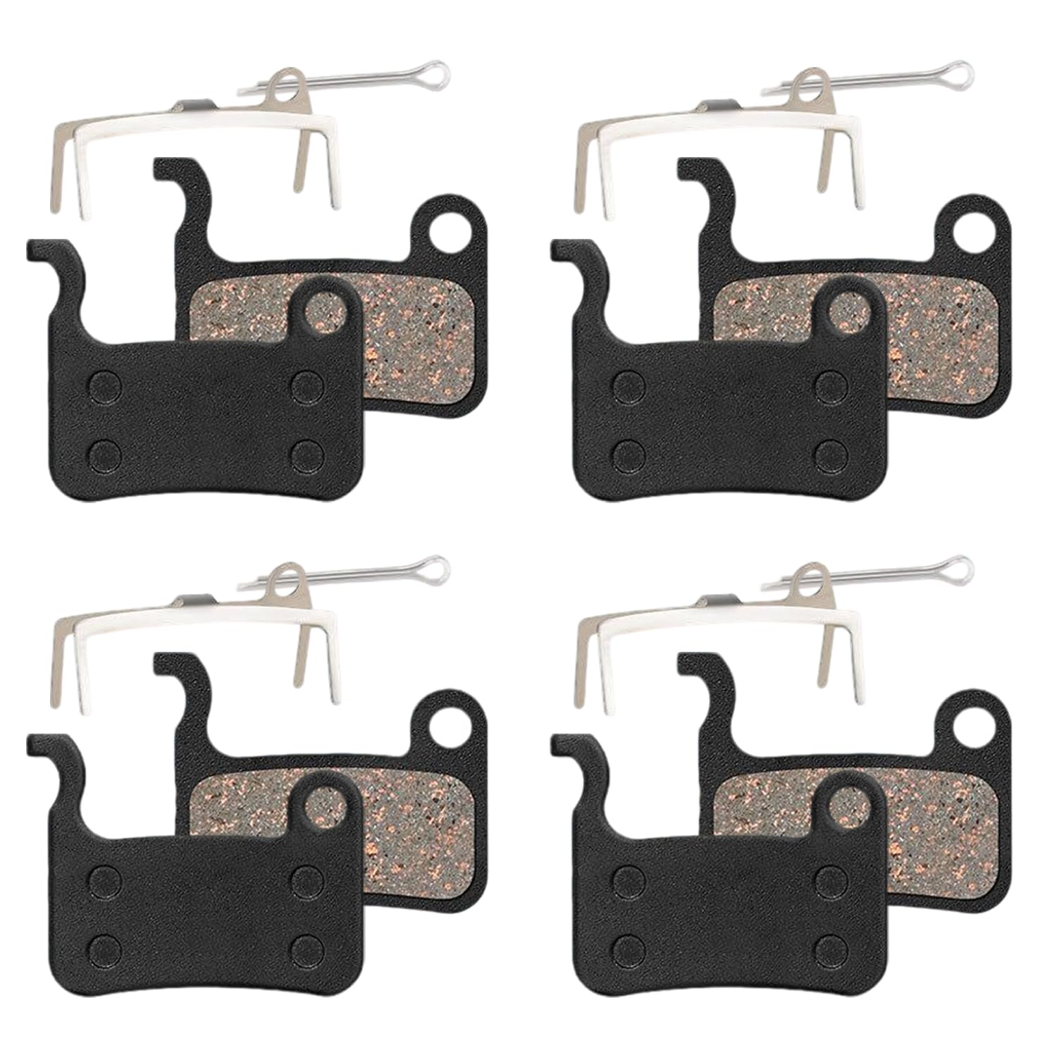 Verazquy Resin Bicycle Disc Brake Pads - 4 Pairs Quiet Bike Brake Pads for Smooth Stopping Power, Easy Install Compatible with Shimano Deore XT XTR LX SLX Hone Alfine Saint