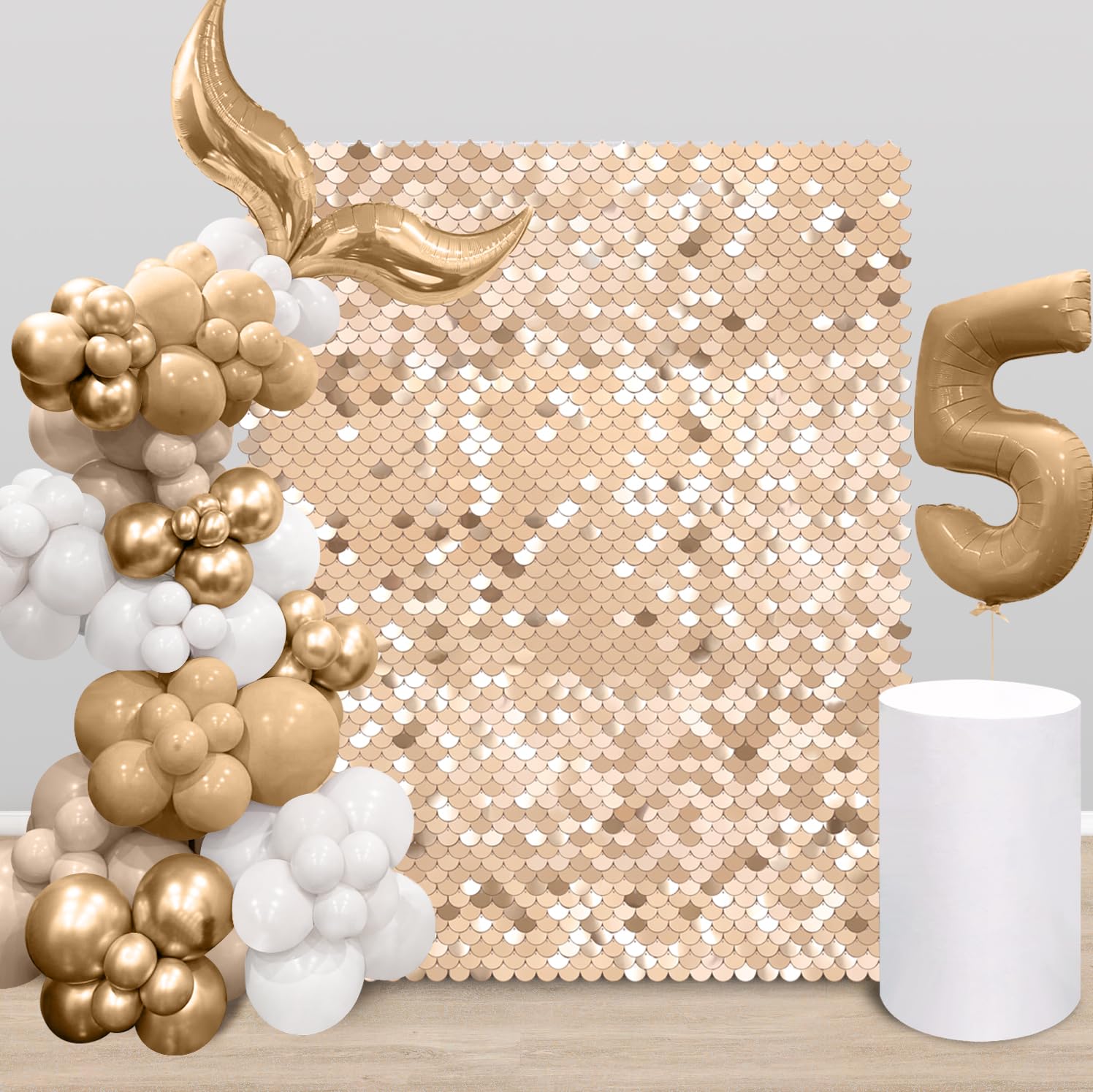 Champagne Shimmer Wall Backdrop 24 Panels Photo Backdrop Sequin Wall Panel Backdrop for Birthday Wedding Engagement Mermaid Wall Disco Backdrop Decoration