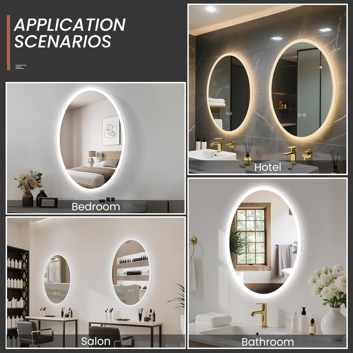 28''x20'' Oval LED Bathroom Mirror with Lights, Anti-Fog, 3 Colors Dimmable, Lighted Mirrors for Bathroom Wall with Memory Function, Backlit + Front Lit, Waterproof, Shatter-Proof