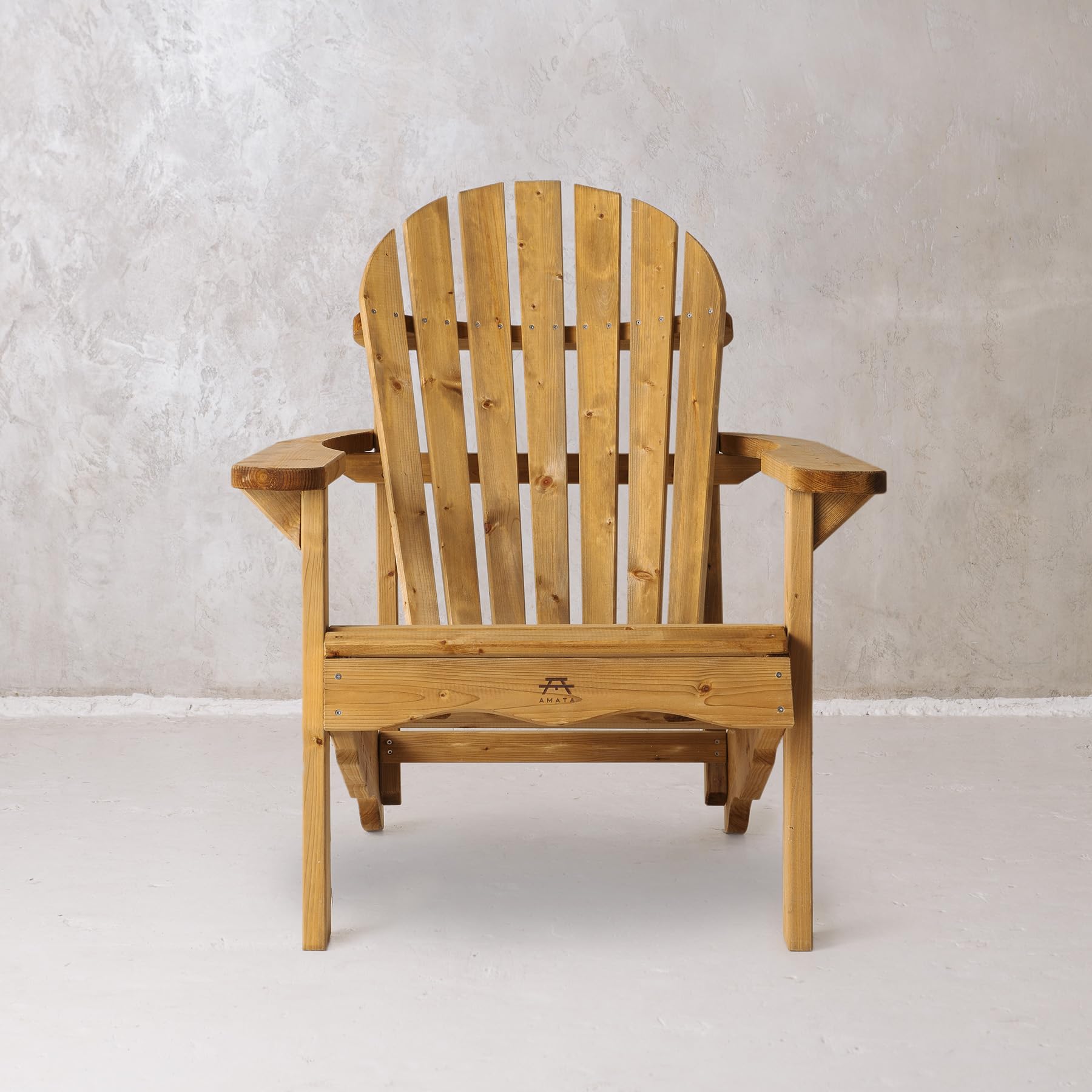 Amata UNGURS Collection Adirondack Chaise Simple en Bois résistante aux intempéries pour Patio, arrière-Cour et Jardin – Ergonomique et Durable – Design Intemporel (Marron)